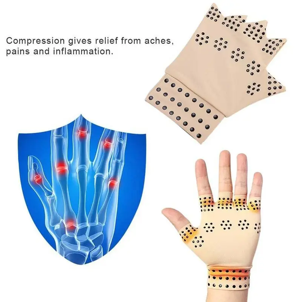 1 Pair Magnetic Fingerless Gloves Anti Arthritis Pain Relief Compression Therapy Heal Joints