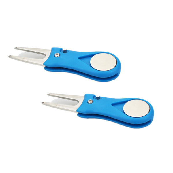 2Pcs Golf Divot Repair Tool Switchblade Pitch Groove Cleaner Pitchfork With Marker Divot Tools