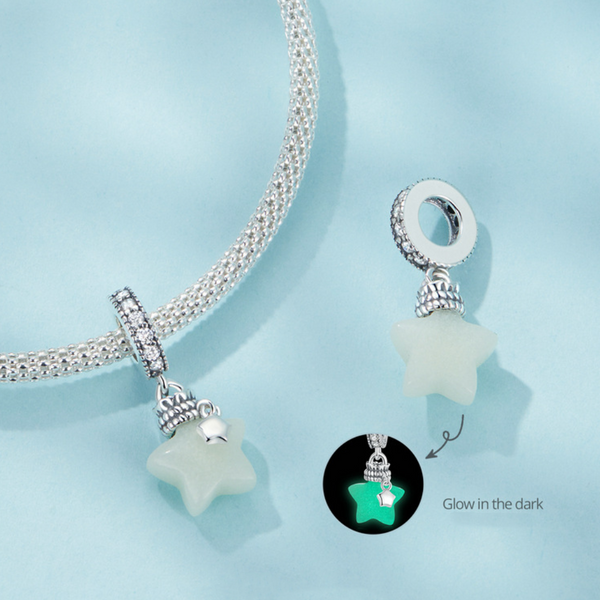 Veile Studios Silver Charm Star Wishing Bottle Pendant Luminous Stone S925 Bracelet Beads Bracelets