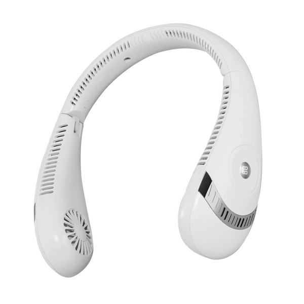Elosung White Rechargeable 5000Mah Neck Fan With 3 Speed Settings Portable Fans