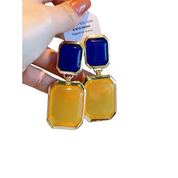 Veile Studios Geometric Resin Large Contrasting Colours Personality Trend Design Earrings