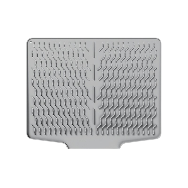 Grey Silicone Dish Drying Mat Non Slip Draining Pad For Sink Heat Resistant And Water Absorbent Ideal Dishes Cups Utensils Kitchen Bench Mats