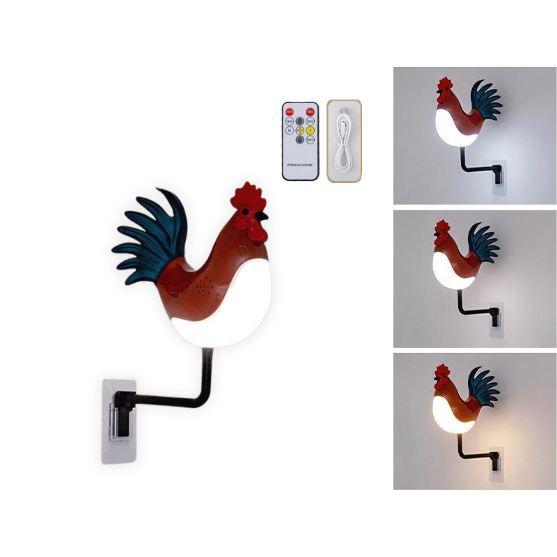 Elosung Red Usb Rechargeable Rooster Wall Lamp With Sound Aromatherapy And Decorative Design Creative Nightlight For Bedroom Corridor Lamps