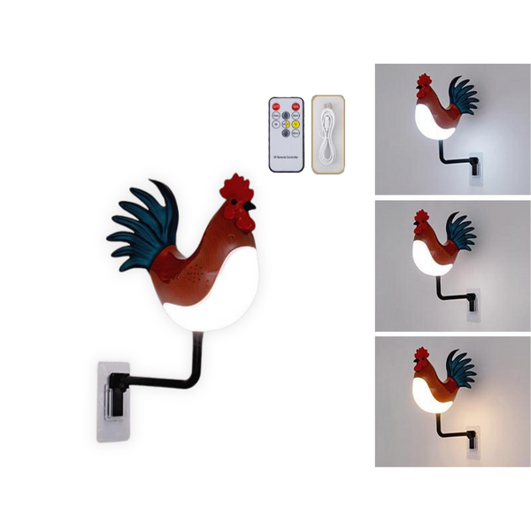 Elosung Red Usb Rechargeable Rooster Wall Lamp With Sound Aromatherapy And Decorative Design Creative Nightlight For Bedroom Corridor Lamps