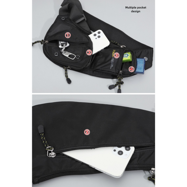 Elosung Black And Green Men's Chest Bag Multi Functional Waterproof Crossbody Sling For Outdoor Sports Bags