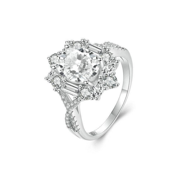 Silver Charm Two Carat Moissanite Diamond Ring Pure Proposal Rings