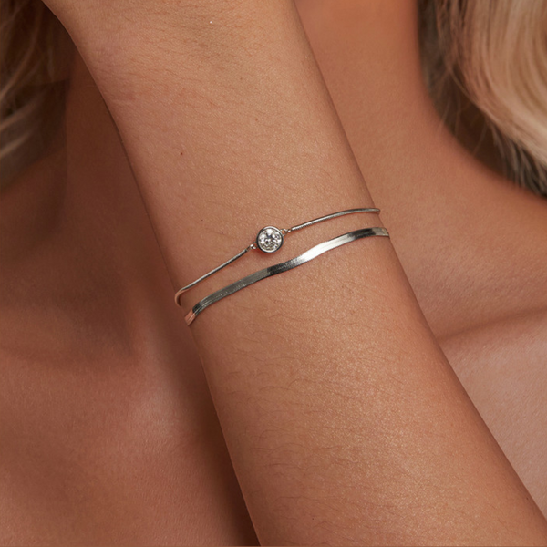 Veile Studios Silver Charm 50 Point Sparkling Mosang Diamond Double Layer Bracelet S925 Bracelets