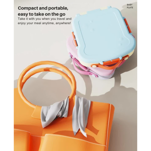 Blue Kids Bento Box With Dividers Microwave Safe Leak Proof Lunch Fork & Spoon A Eco Friendly Pp Plastic Colorful Leakproof Food Storage Lunchboxes &