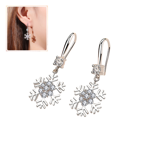 Temperament Snowflake With Rhinestones Fashion Christmas For Women Earrings