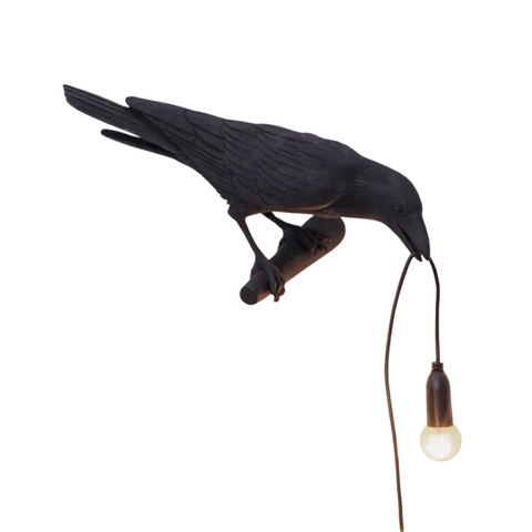 Elosung Black Bird Left Wall Lamp Nordic Resin Creative Animal Bedside Decorative Usb Night Light Stylish Perched For Bedroom And Living Room Lamps
