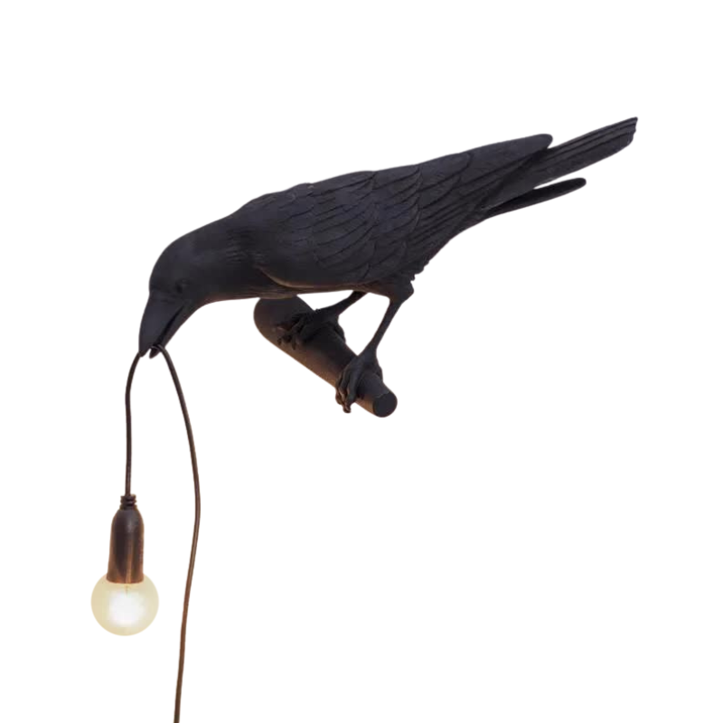 Elosung Black Bird Right Wall Lamp Nordic Resin Creative Animal Bedside Decorative Usb Night Light Stylish Perched For Bedroom And Living Room Lamps