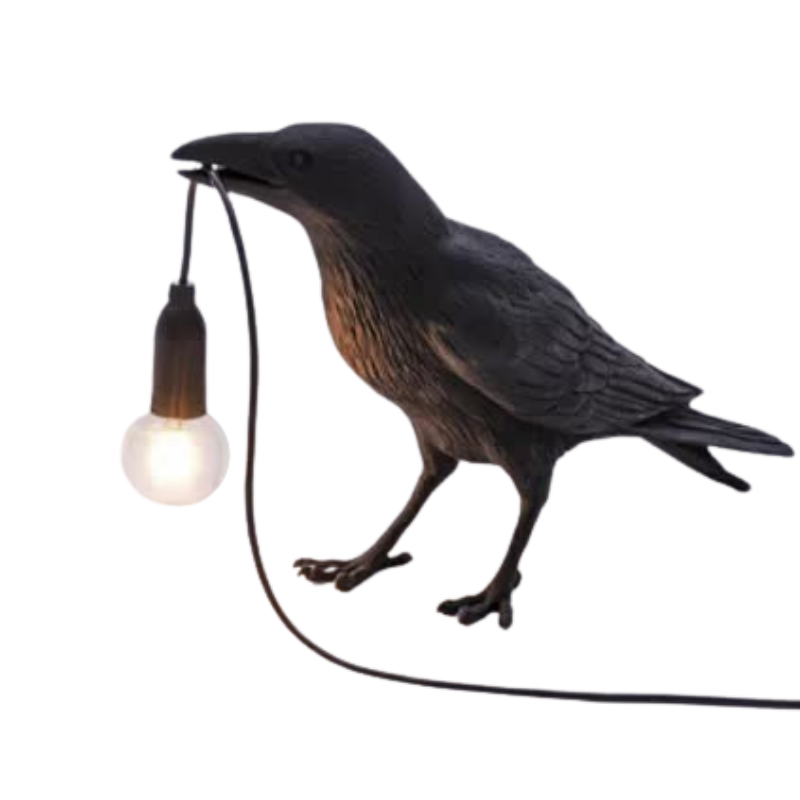 Elosung Black Bird Standing Shape Nordic Resin Wall Lamp Creative Animal Bedside Decorative Usb Night Light Stylish Perched For Bedroom And Living Roo