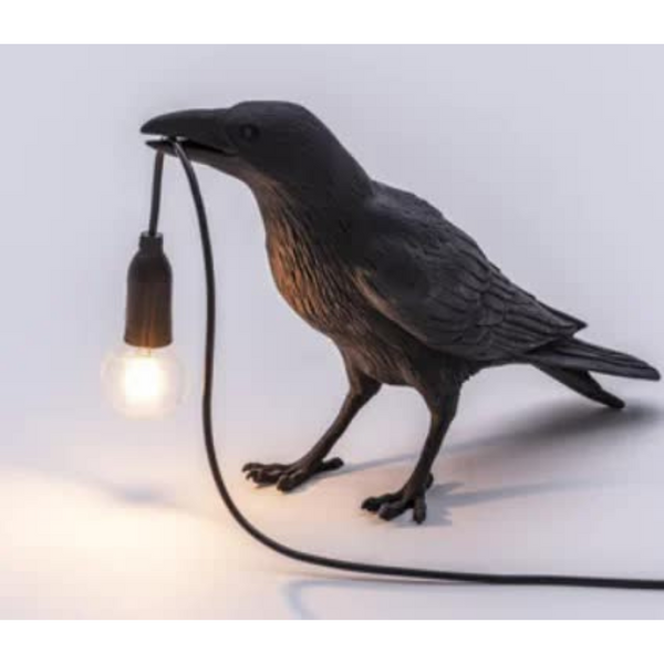 Elosung Black Bird Standing Shape Nordic Resin Wall Lamp Creative Animal Bedside Decorative Usb Night Light Stylish Perched For Bedroom And Living Roo