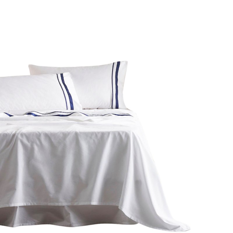 Cloud 1000 Tc Egyptian Cotton White Navy Split King Sheet Sets By Renee Taylor Sheets