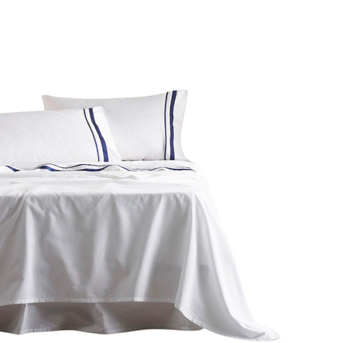 Cloud 1000 Tc Egyptian Cotton White Navy Split King Sheet Sets By Renee Taylor Sheets