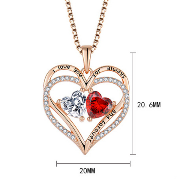 S925 Silver Double Love Necklace With Rhinestones Heart Shaped Valentine's Day Gift Necklaces & Pendants