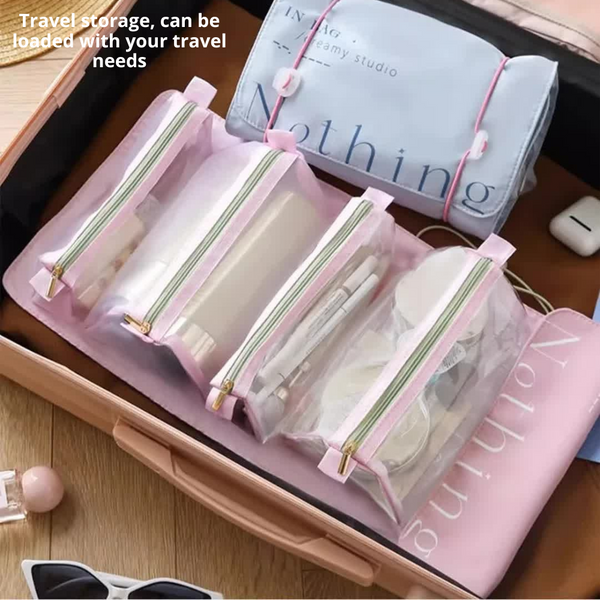 Purple 4 In 1 Cosmetic Storage Bag Removable Travel Organizer For Makeup Toiletries And Small Accessories Makeup Bags & Cases