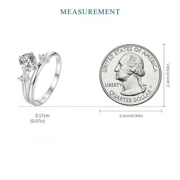 Veile Studios Silver Charm Zircon Double Layer Ring Wedding S925 Pure Jewelry Rings