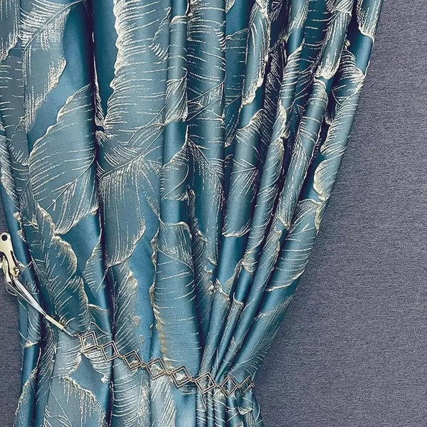 Curtain Green 400 Centimetre X 250 3D Leaves Blackout Curtains & Drapes