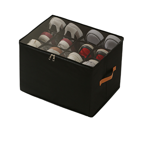 Black Multi Compartment Shoe Organizer Storage Box Space Saving And Convenient For Closet Organization Shoe Organisers