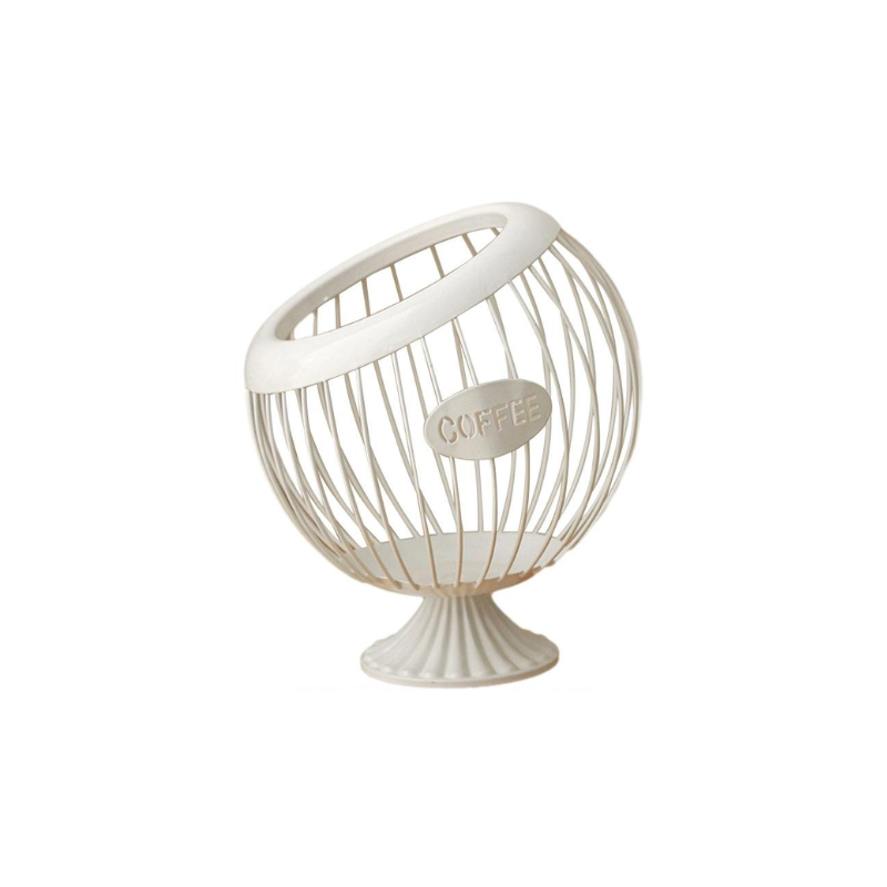 Elosung White Elegant Metal Coffee Capsule Storage Basket Multifunctional Fruit And Snack Holder For Modern Home Decor Racks & Holders