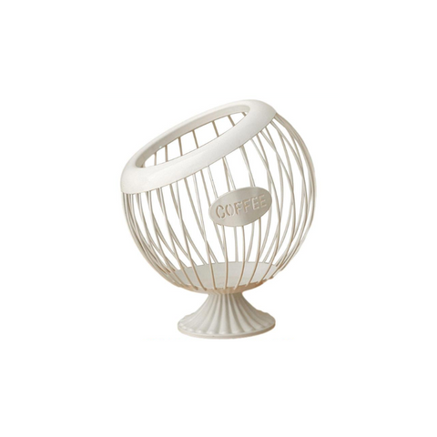 Elosung White Elegant Metal Coffee Capsule Storage Basket Multifunctional Fruit And Snack Holder For Modern Home Decor Racks & Holders