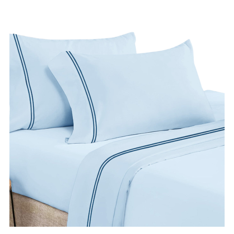 Strada Embroidered 1000 Tc Egyptian Cotton Sky Navy Super King Sheet Sets By Renee Taylor Sheets