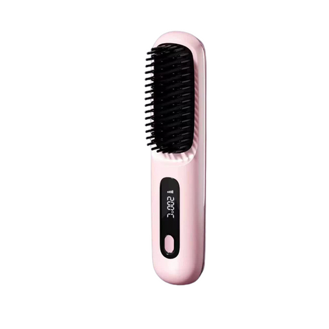 Elosung Pink Wireless Hair Straightening Brush Compact Rechargeable Styling Tool Straightening & Curling Irons