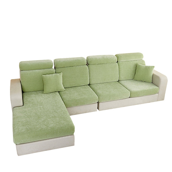 Sofa Cover Mint Green L Shape Polyester Chenille Thick Stretchable Slipcover Slipcovers