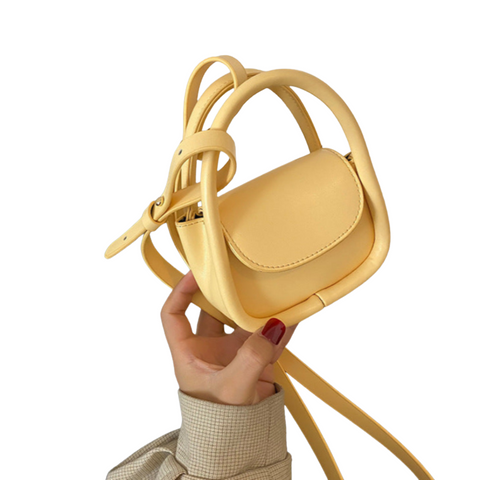 Yellow Compact Crossbody Leather Handbag Chic And Stylish For Everyday Use Women's Bags & Handbags