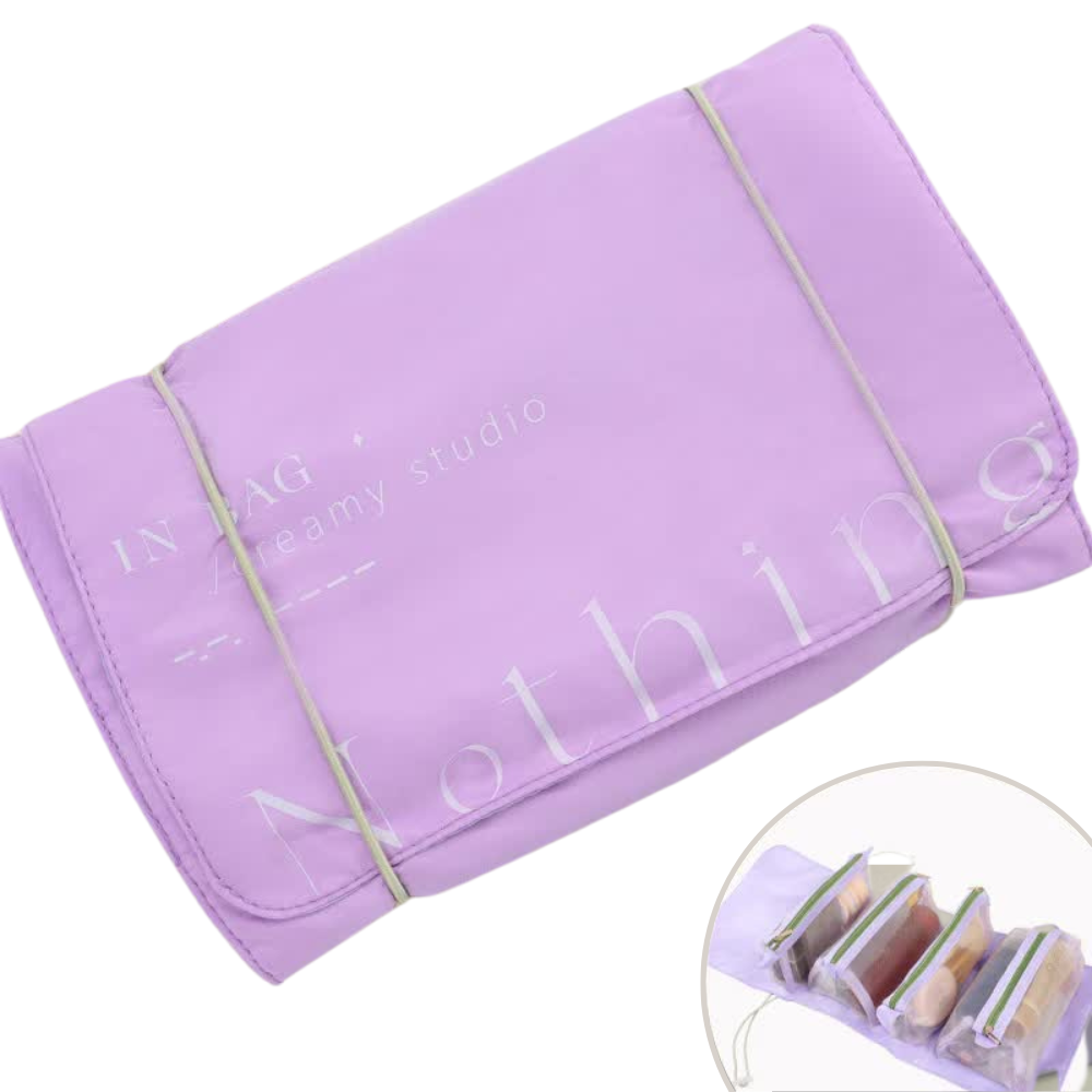 Purple 4 In 1 Cosmetic Storage Bag Removable Travel Organizer For Makeup Toiletries And Small Accessories Makeup Bags & Cases