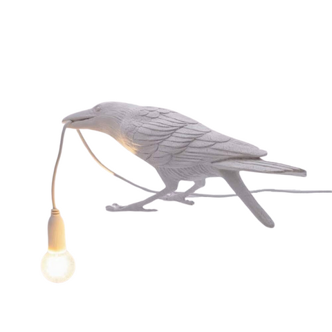 Elosung White Bird Sitting Shape Nordic Resin Wall Lamp Creative Animal Bedside Decorative Usb Night Light Stylish Perched For Bedroom Living Room Lam