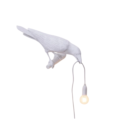 Elosung White Bird Left Wall Lamp Nordic Resin Creative Animal Bedside Decorative Usb Night Light Stylish Perched For Bedroom And Living Room Lamps