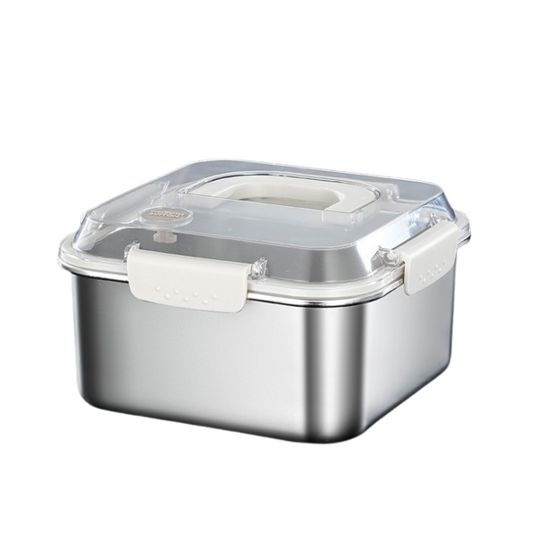 304 Stainless Steel Crisper Square Lunch Box With Handle For Kitchen Storage Lunchboxes