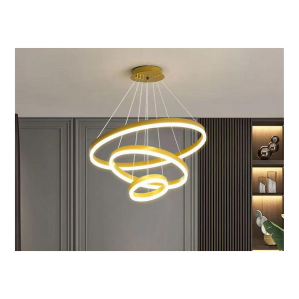 Gold 3 Rings Minimalist Led Pendant Light Circular Chandelier Chandeliers & Ceiling Fixtures