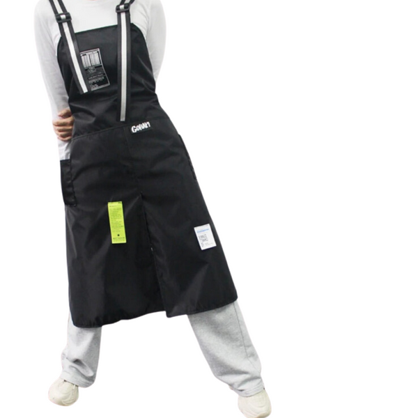 Black Kitchen Apron With White Bags Waterproof Oil Resistant Chef Bibs Aprons