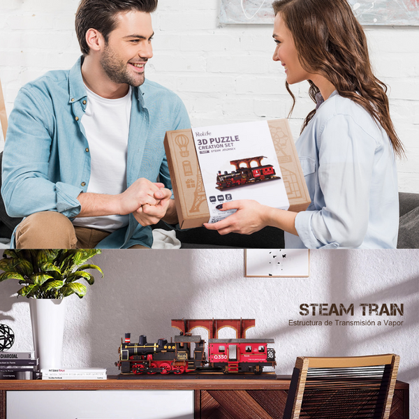 Robotime Steam Journey Model Kits 3D Wooden Craft Gifts For Adults Puzzles