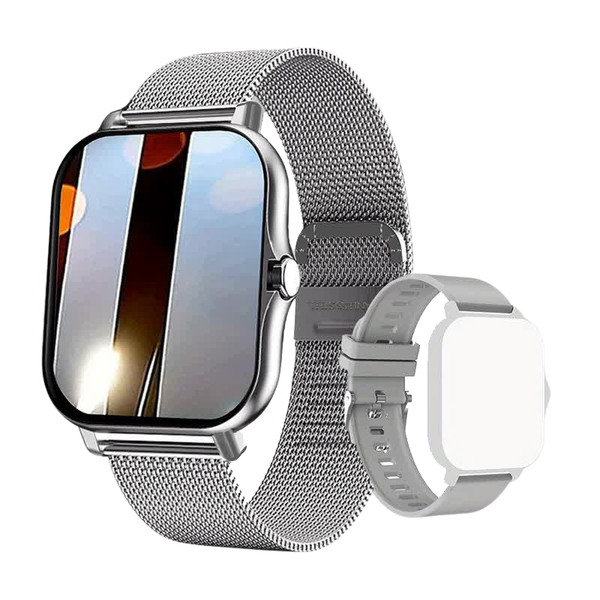 Elosung Steel Bracelet With Silicone Strap Silver Smart Fitness Watch Large Display 24 Sport Modes Heart Rate Monitor & More Smart Watches