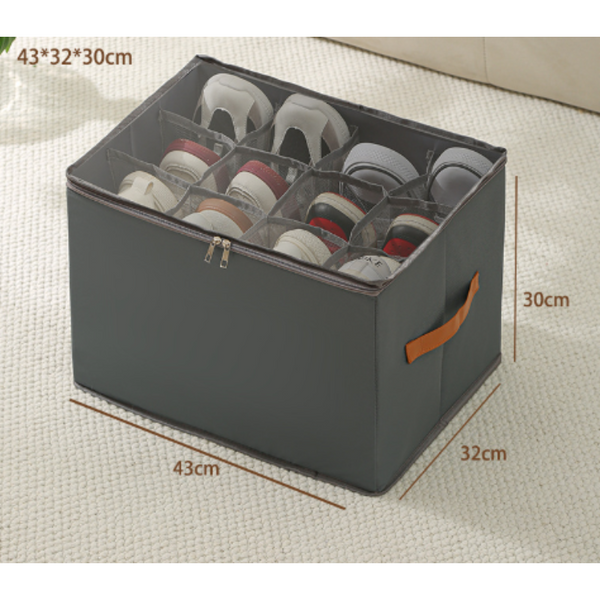 Grey Multi Compartment Shoe Organizer Storage Box Space Saving And Convenient For Closet Organization Shoe Organisers