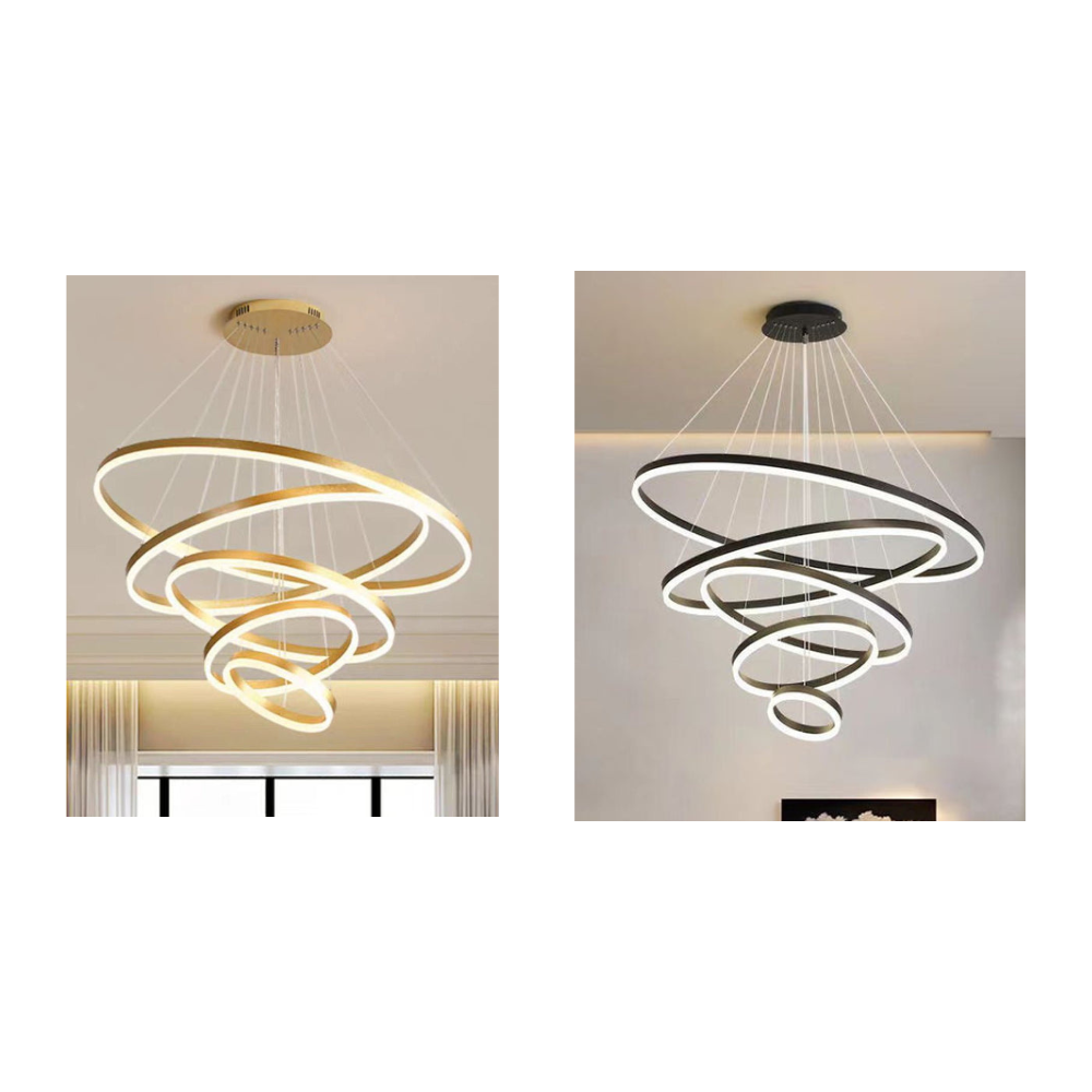 Gold 5 Rings Minimalist Led Pendant Light Circular Chandelier Chandeliers & Ceiling Fixtures