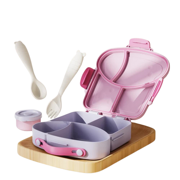 Purple Kids Bento Box With Dividers Microwave Safe Leak Proof Lunch Fork & Spoon Eco Friendly Pp Plastic Colorful Leakproof Food Storage Lunchboxes &