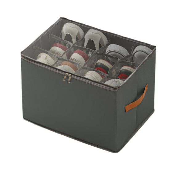 Grey Multi Compartment Shoe Organizer Storage Box Space Saving And Convenient For Closet Organization Shoe Organisers