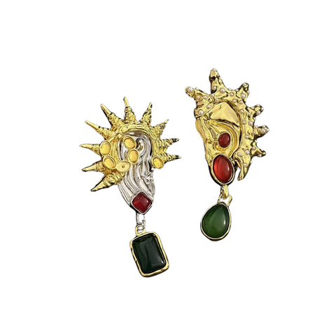Veile Studios Gold Glazed For Women With Exaggerated Personality And Asymmetrical Design Earrings