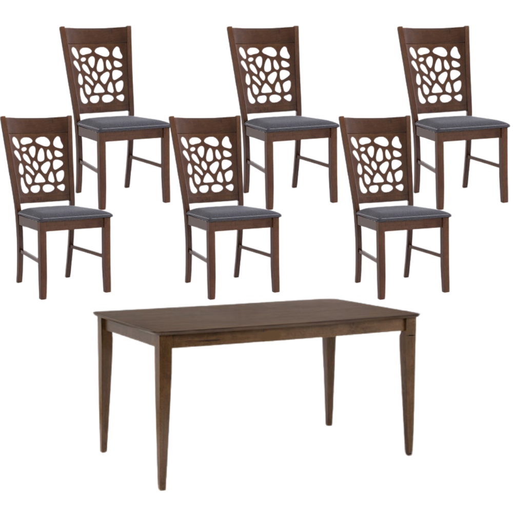 Allegro Dining Table + 6X Asbel Chair 7 Piece Set Cocoa Dining Sets