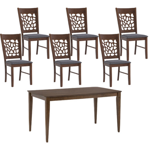 Allegro Dining Table + 6X Asbel Chair 7 Piece Set Cocoa Dining Sets