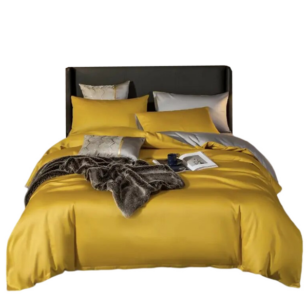 Bed Sheet Yellow Light Grey Ultra Soft Egyptian Cotton Cover King Size Set Sheets