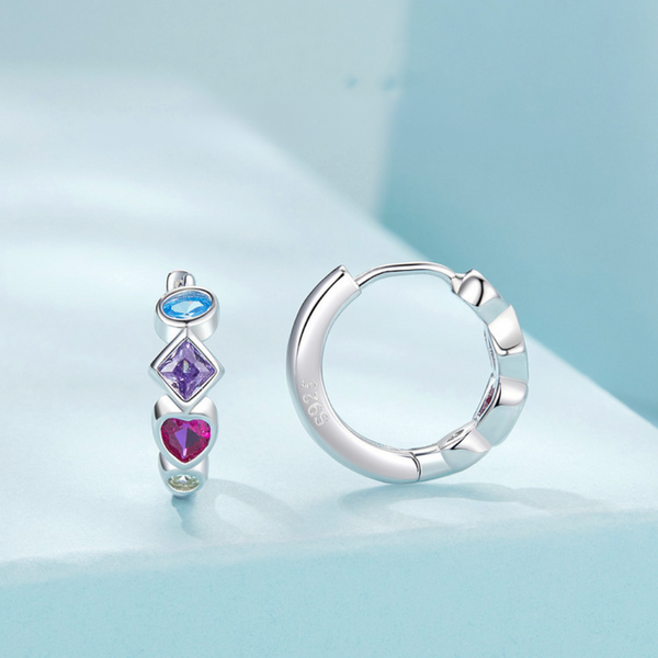 Veile Studios Silver Charm Zirconia Splicing Ear Buckle American Fashion Earrings