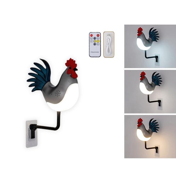 Elosung Silver Usb Rechargeable Rooster Wall Lamp With Sound Aromatherapy And Decorative Design Creative Nightlight For Bedroom Corridor Lamps