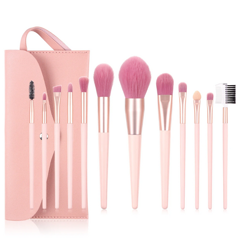 12 Pieces Nude Pink Makeup Kit Beauty Up Tool Loose Powder Concealer Brushes