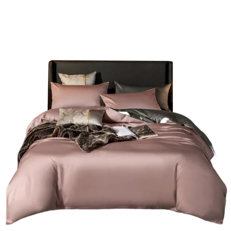 Bed Sheet Pink Deep Grey Ultra Soft Egyptian Cotton Cover Queen Size Set Sheets